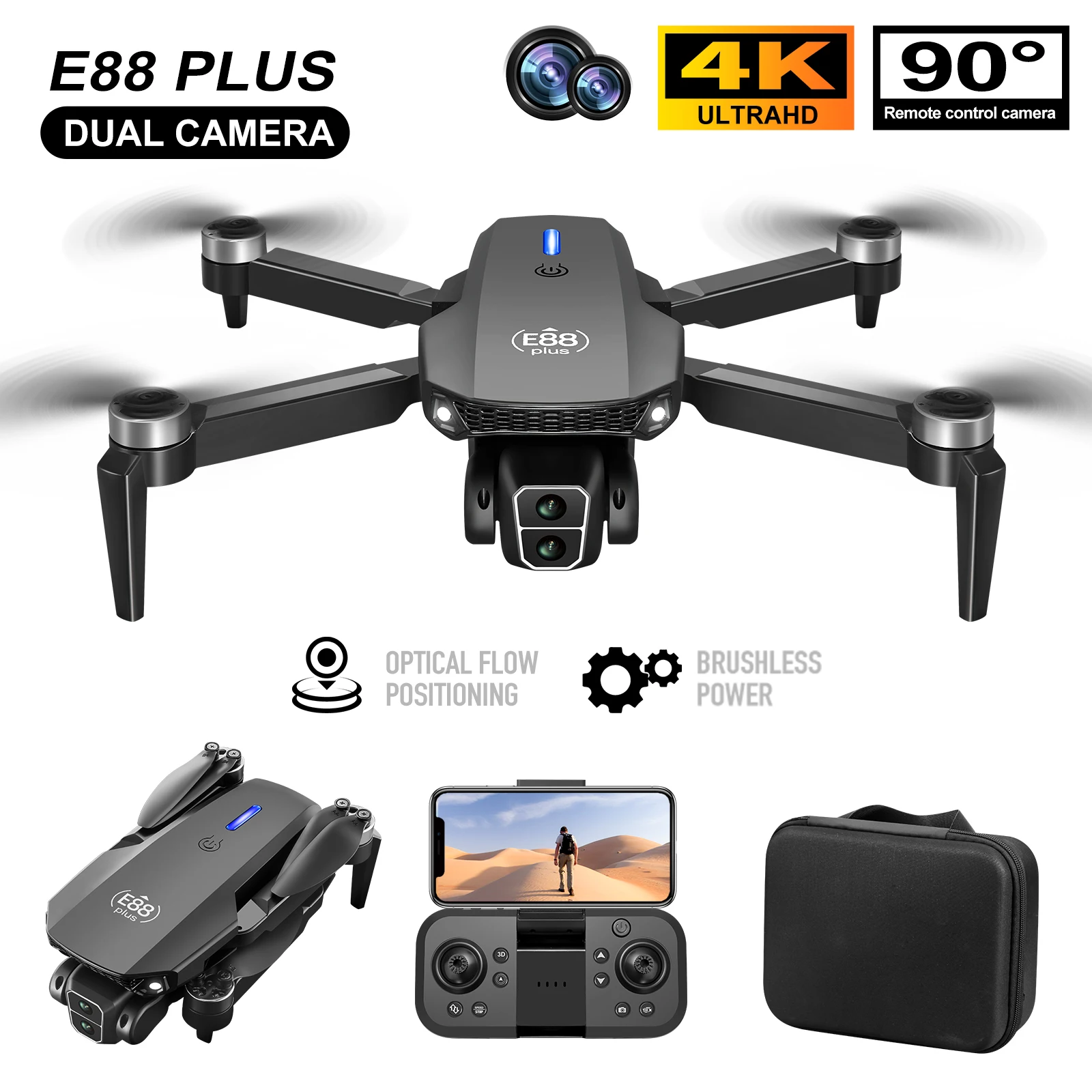 New E88 Plus Quadcopter Drone: - Rc Helicopter Case review and price